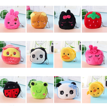 2pcs Children Cartoon Plush Three-dimensional Key Coin Purse, Shy Rabbit, Panda, Strawberry Rabbit, Shy Bear, Yellow Duckling, Chick, Black Rabbit, Red Strawberry, Red Cat Eagle, Blue Panda, Ladybug, Frog
