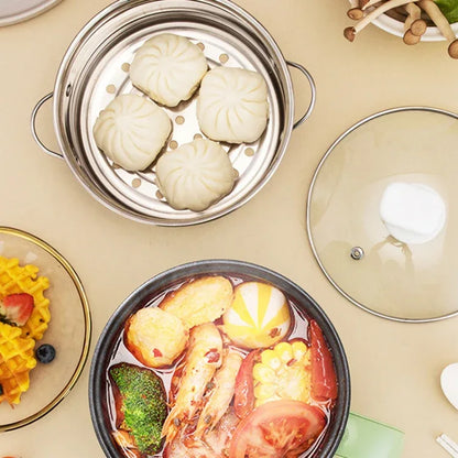 18cm Fast / Slow Gear+Non-stick Pot+Stainless Steel Steaming Grid Multifunctional Mini Electric Cooker - Shello's Creative Boutique