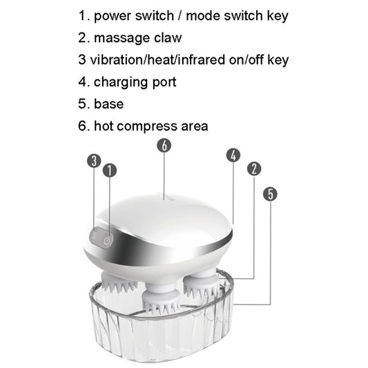 K111 Hot Compress Red Light Head Massager Electric Kneading Vibration Waterproof Head Instrument, K111 White - Shello's Creative Boutique