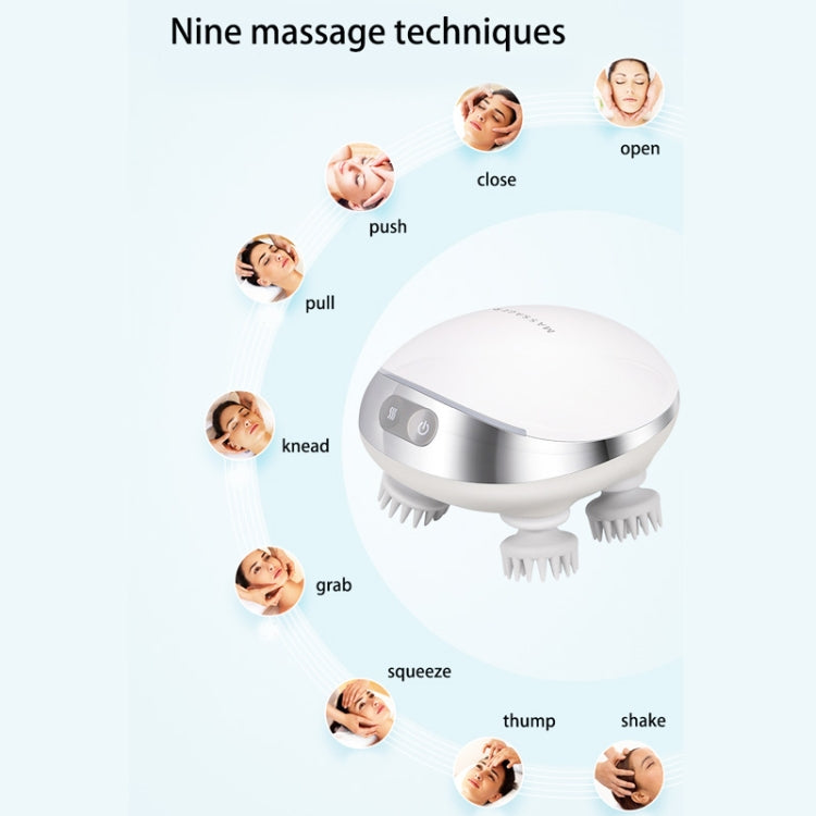 K111 Hot Compress Red Light Head Massager Electric Kneading Vibration Waterproof Head Instrument, K111 White - Shello's Creative Boutique