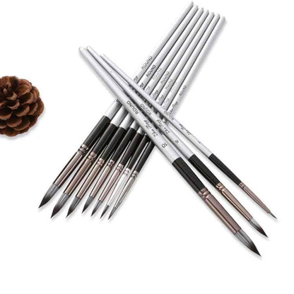 10 In 1 Nylon Hair Watercolor Paint Brush Set Wooden Handle Round Pointed Acrylic Painting Pens - Shello's Creative Boutique