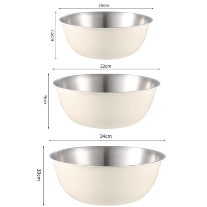 304 Stainless Steel Food Grade Dishes Bowl Kitchen Baking Stirring Bowl Vegetables Sandwood Basin, 19cm (Yellow), 22cm (Yellow), 24cm (Yellow), 19cm (White), 22cm (White), 24cm (White)