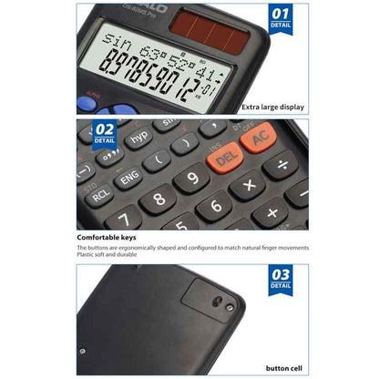 OSALO OS-82MS Pro 240 Functions LCD Screen Solar Dual Power Supply Plug-in Teaching Calculator