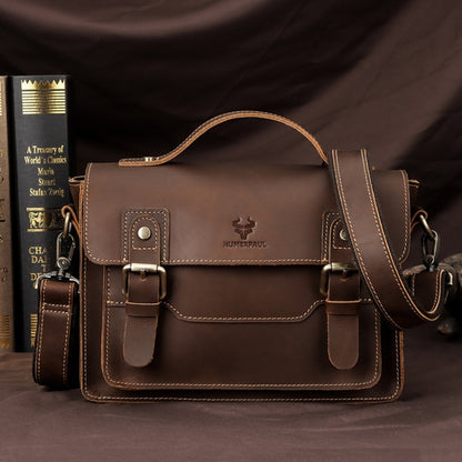 HUMERPAUL Leather Crossbody Bag Men Retro Shoulder Bag Commuter Men Small Square Bag, MH636 (Brown), MH636 (Coffee)