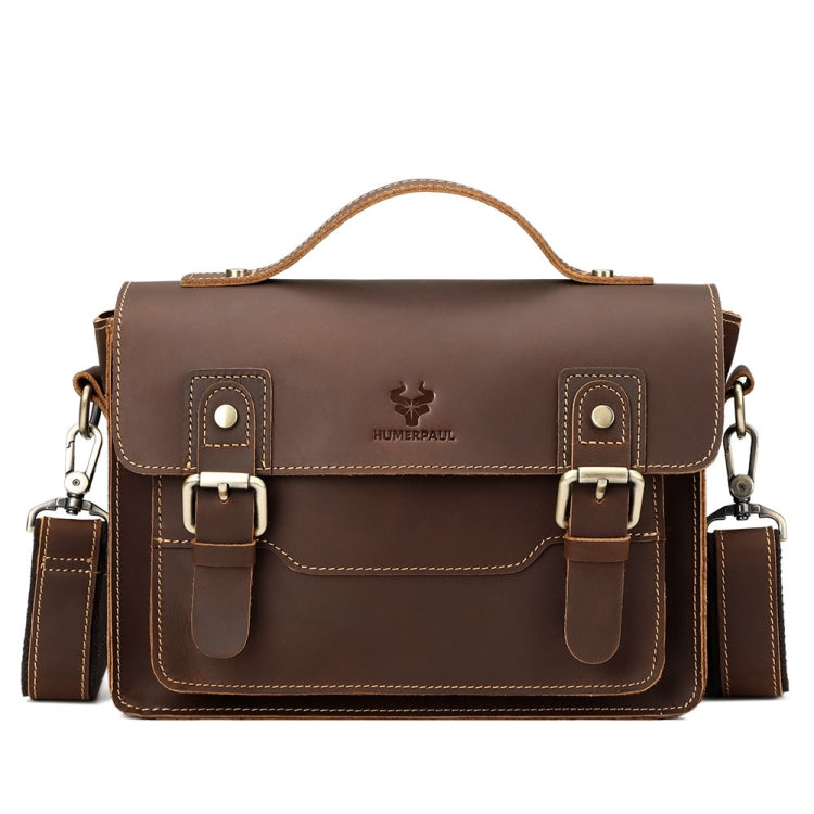 HUMERPAUL Leather Crossbody Bag Men Retro Shoulder Bag Commuter Men Small Square Bag, MH636 (Brown), MH636 (Coffee)