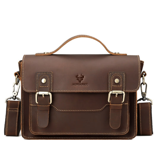 HUMERPAUL Leather Crossbody Bag Men Retro Shoulder Bag Commuter Men Small Square Bag, MH636 (Brown), MH636 (Coffee)