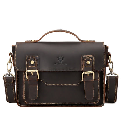 HUMERPAUL Leather Crossbody Bag Men Retro Shoulder Bag Commuter Men Small Square Bag, MH636 (Coffee), MH636 (Brown)