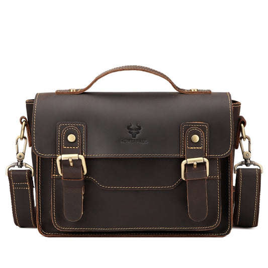 HUMERPAUL Leather Crossbody Bag Men Retro Shoulder Bag Commuter Men Small Square Bag, MH636 (Coffee), MH636 (Brown)