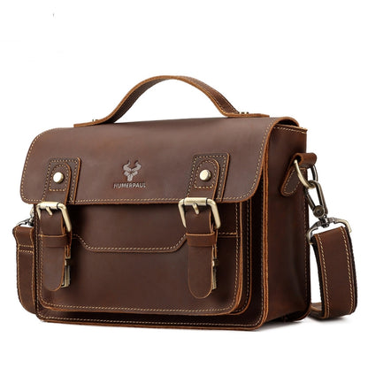 HUMERPAUL Leather Crossbody Bag Men Retro Shoulder Bag Commuter Men Small Square Bag, MH636 (Coffee), MH636 (Brown)