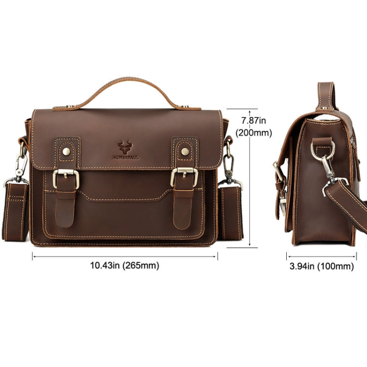 HUMERPAUL Leather Crossbody Bag Men Retro Shoulder Bag Commuter Men Small Square Bag, MH636 (Brown), MH636 (Coffee)