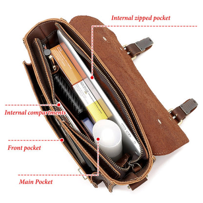 HUMERPAUL Leather Crossbody Bag Men Retro Shoulder Bag Commuter Men Small Square Bag, MH636 (Coffee), MH636 (Brown)