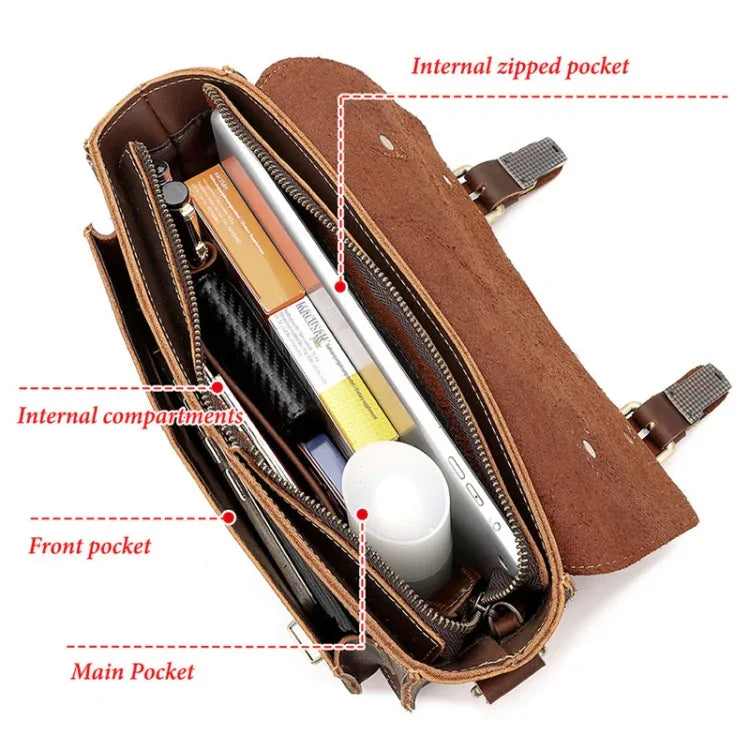 HUMERPAUL Leather Crossbody Bag Men Retro Shoulder Bag Commuter Men Small Square Bag - Shello's Creative Boutique