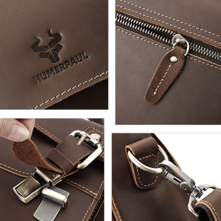 HUMERPAUL Leather Crossbody Bag Men Retro Shoulder Bag Commuter Men Small Square Bag, MH636 (Brown), MH636 (Coffee)