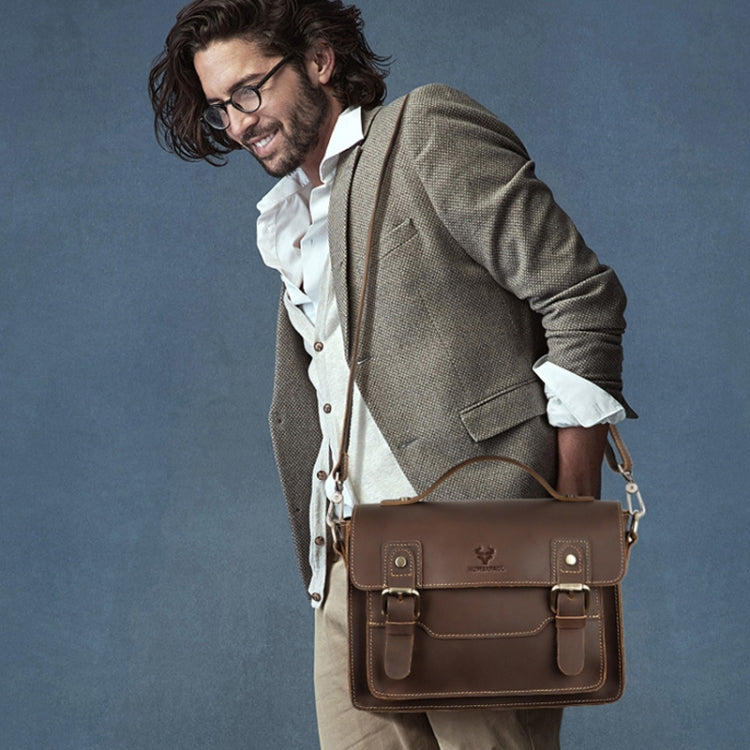 HUMERPAUL Leather Crossbody Bag Men Retro Shoulder Bag Commuter Men Small Square Bag, MH636 (Brown), MH636 (Coffee)