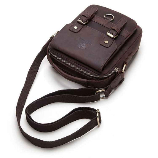 HUMERPAUL Men Shoulder Bag Retro Leather Crossbody Bag