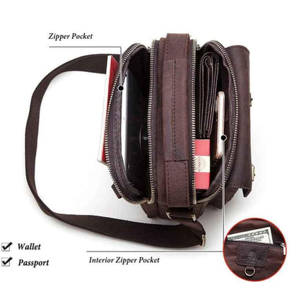 HUMERPAUL Retro Leather Crossbody Bag – Rugged Utility Meets Refined Style - Shello's Creative Boutique