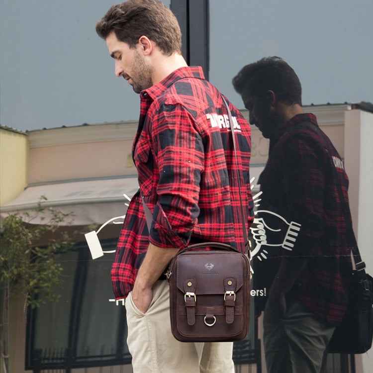 HUMERPAUL Men Shoulder Bag Retro Leather Crossbody Bag