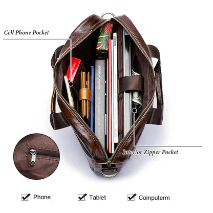 HUMERPAUL Men Leather Meter Bag Retro Messenger Bag Handbag Shoulder Bag - Shello's Creative Boutique