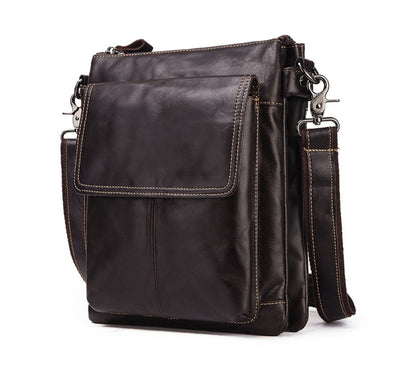 HUMERPAUL Men Crossbody Bag Retro Simple Backpack Leather Shoulder Bag, MH553 (Dark Brown), MH553 (Yellow Brown) - Shello's Creative Boutique