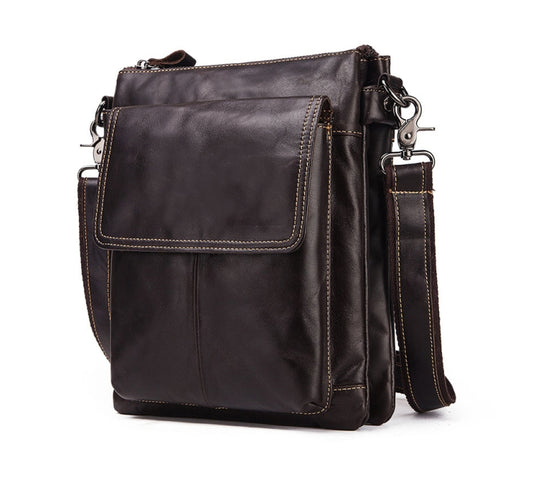 HUMERPAUL Men Crossbody Bag Retro Simple Backpack Leather Shoulder Bag, MH553 (Dark Brown), MH553 (Yellow Brown) - Shello's Creative Boutique