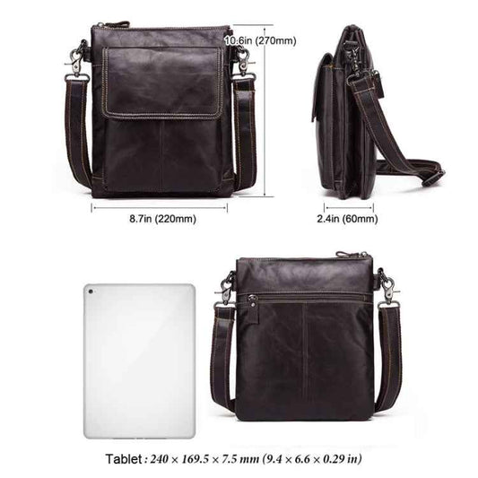 HUMERPAUL Men Crossbody Bag Retro Simple Backpack Leather Shoulder Bag