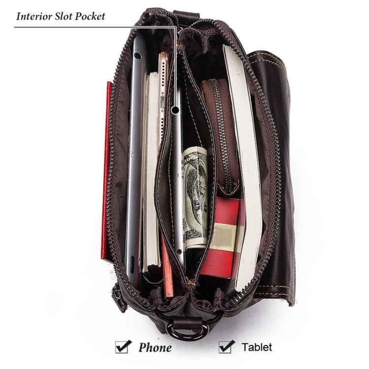 HUMERPAUL Men Crossbody Bag Retro Simple Backpack Leather Shoulder Bag