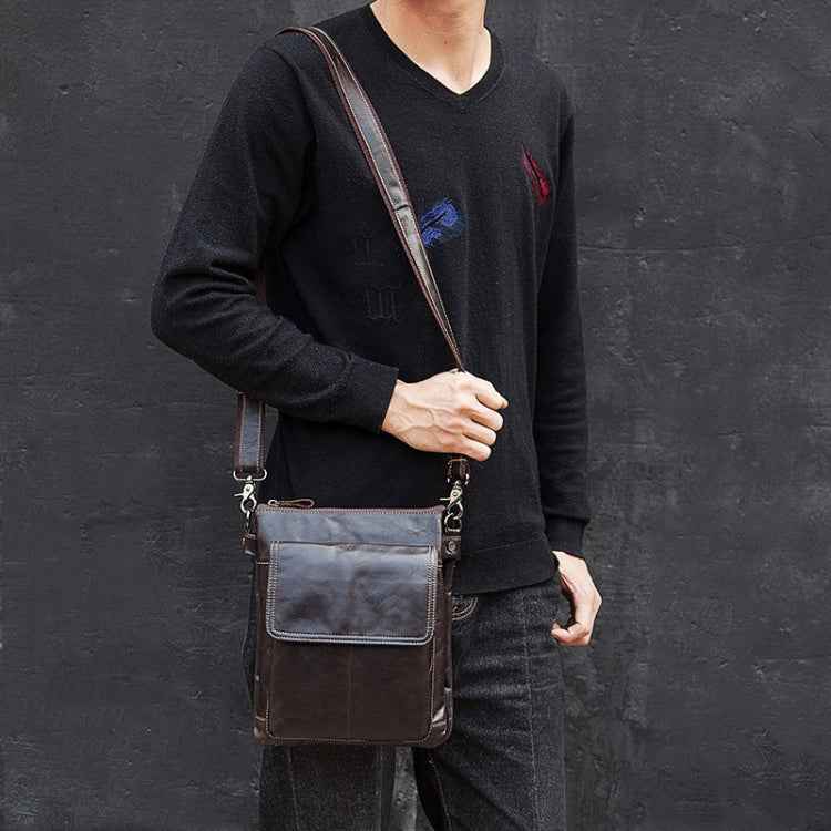 HUMERPAUL Men Crossbody Bag Retro Simple Backpack Leather Shoulder Bag