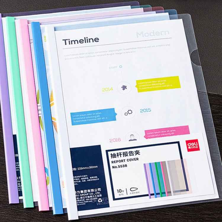 10pcs Deli 5538 File Folder Insert A4 File Drawer Folder Transparent Cover