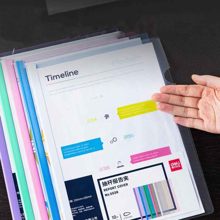 10pcs Deli 5538 File Folder Insert A4 File Drawer Folder Transparent Cover