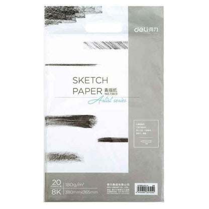 Deli 73940 Blank Sketch Paper - 180g Professional Drawing Paper (20 Sheets) - Shello's Creative Boutique