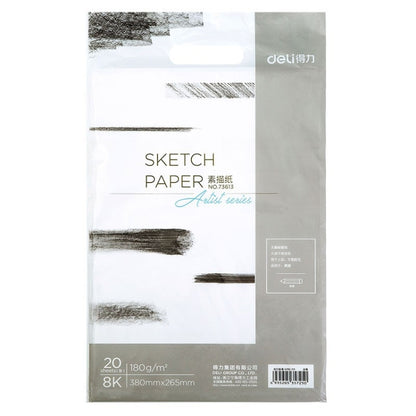 Deli 73940 Blank Sketch Paper for Painting Drawing Tool, 20sheets/pack 8K 180g, 20sheets/pack 4K 180g - Shello's Creative Boutique