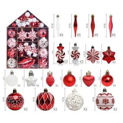 73pcs/Set Christmas Tree Decoration Pendant Painted Christmas Ball - Shello's Creative Boutique