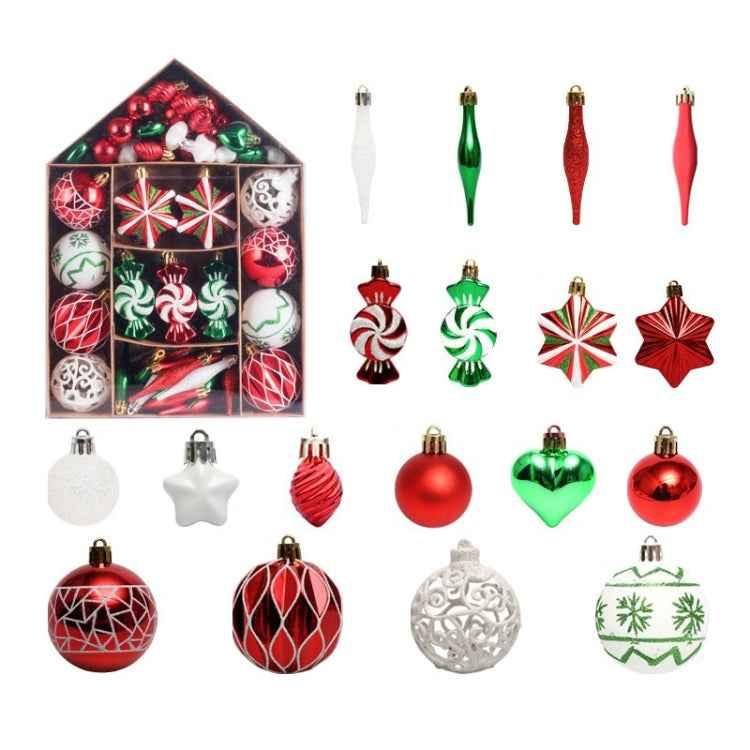 73pcs/Set Christmas Tree Decoration Pendant Painted Christmas Ball - Shello's Creative Boutique