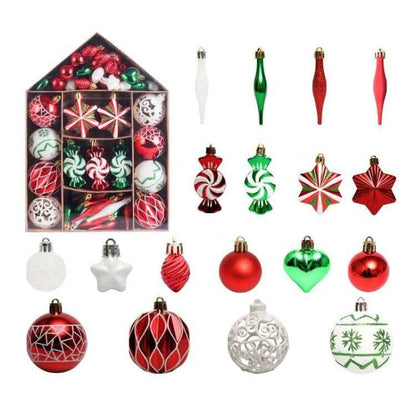 73pcs/Set Christmas Tree Decoration Pendant Painted Christmas Ball - Shello's Creative Boutique