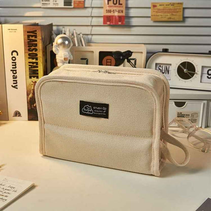 Large Capacity Canvas Pencil Case Student Stationery Storage Pencil Box