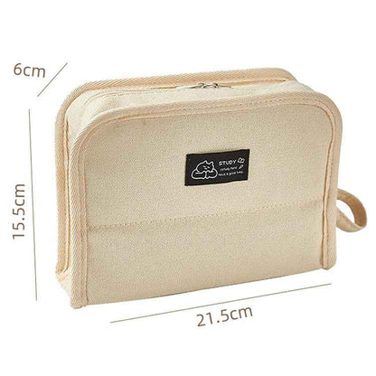 Large Capacity Canvas Pencil Case Student Stationery Storage Pencil Box