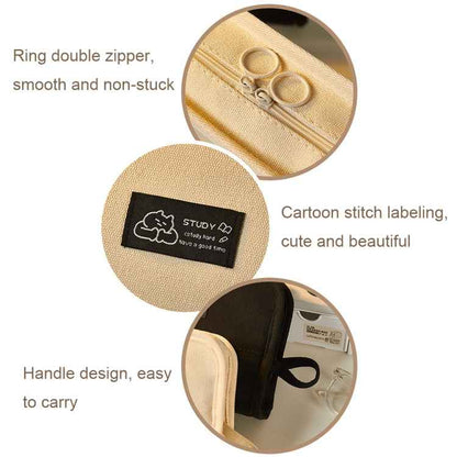 Large Capacity Canvas Pencil Case Student Stationery Storage Pencil Box