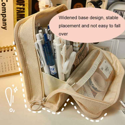Large Capacity Canvas Pencil Case Student Stationery Storage Pencil Box