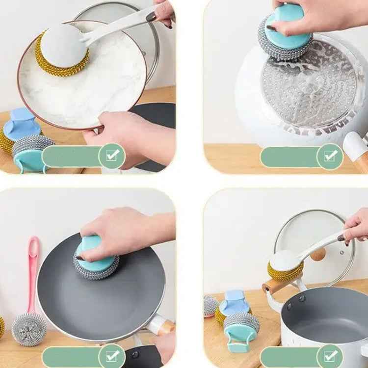 Removable Cleaning Wire Ball Kitchen Pot And Dish Brush