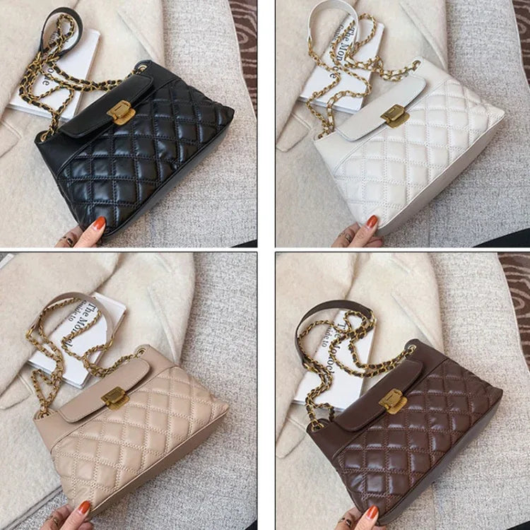 Rhombic Lattice Chain Women Bag Small Fragrant Style Versatile Crossbody Single Shoulder Bag - Shello's Creative Boutique