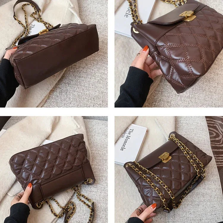 Rhombic Lattice Chain Women Bag Small Fragrant Style Versatile Crossbody Single Shoulder Bag - Shello's Creative Boutique