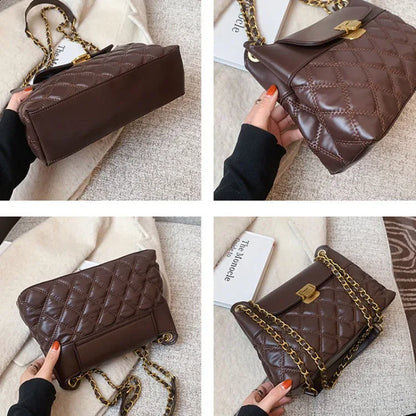 Rhombic Lattice Chain Women Bag Small Fragrant Style Versatile Crossbody Single Shoulder Bag - Shello's Creative Boutique