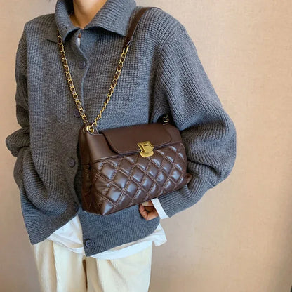 Rhombic Lattice Chain Women Bag Small Fragrant Style Versatile Crossbody Single Shoulder Bag - Shello's Creative Boutique