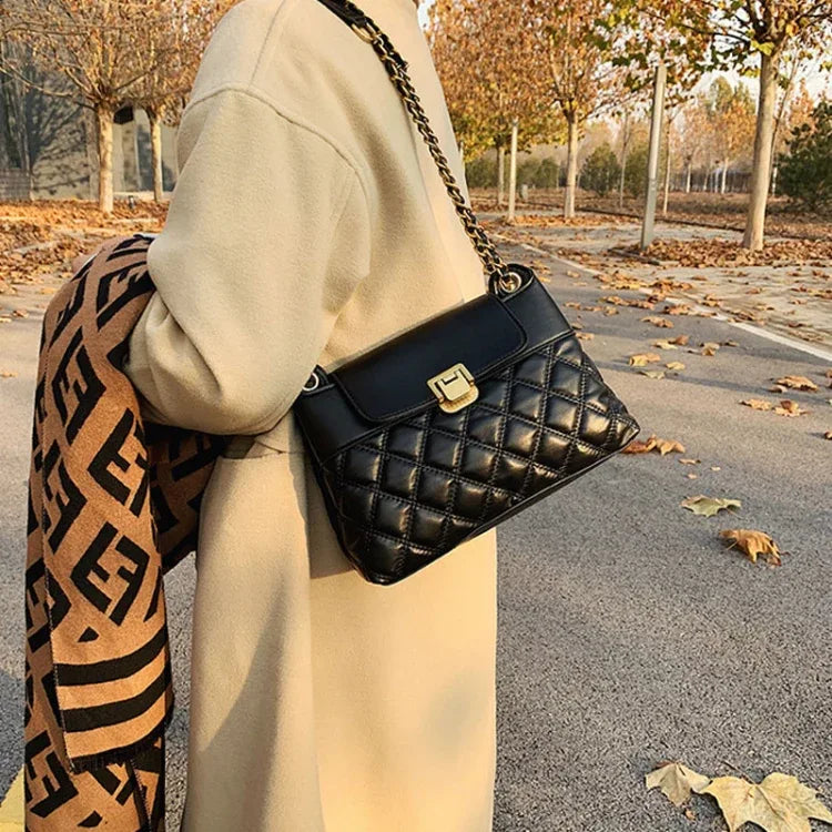 Rhombic Lattice Chain Women Bag Small Fragrant Style Versatile Crossbody Single Shoulder Bag - Shello's Creative Boutique