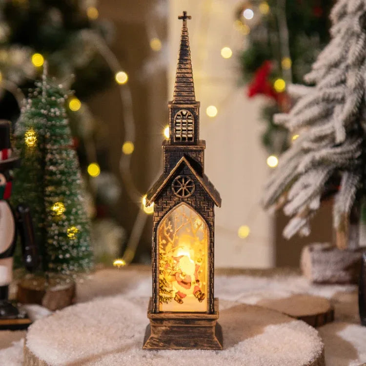 Christmas Decoration Lamps Church Shape Night Light Electronic Candle Candlelight - Shello's Creative Boutique