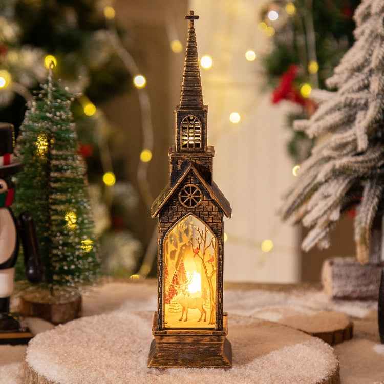 Christmas Decoration Lamps Church Shape Night Light Electronic Candle Candlelight