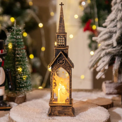 Christmas Decoration Lamps Church Shape Night Light Electronic Candle Candlelight - Shello's Creative Boutique
