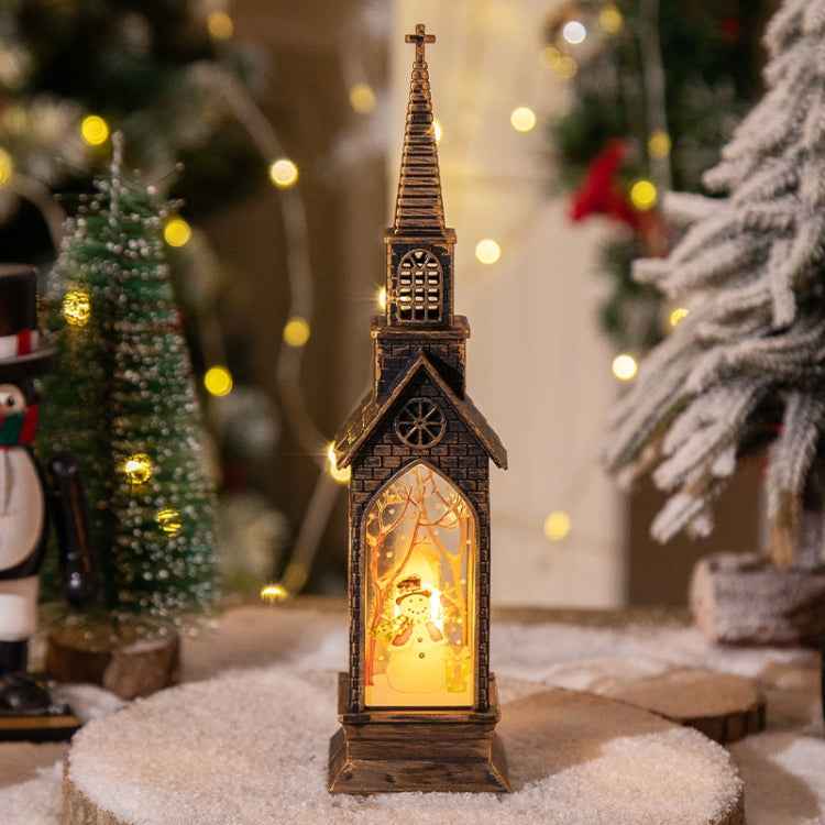 Christmas Decoration Lamps Church Shape Night Light Electronic Candle Candlelight