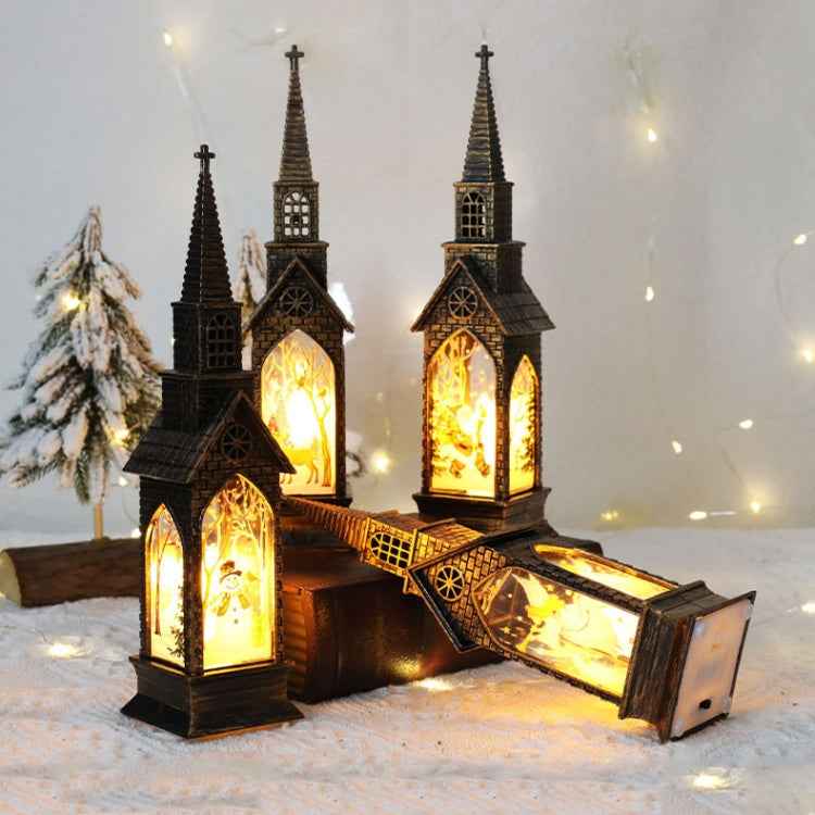Christmas Decoration Lamps Church Shape Night Light Electronic Candle Candlelight