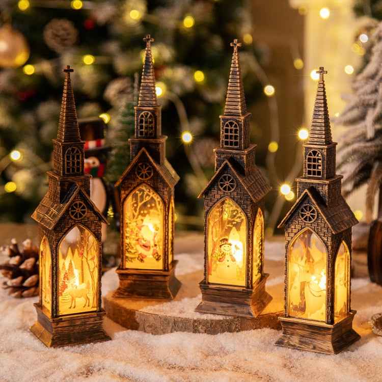 Christmas Decoration Lamps Church Shape Night Light Electronic Candle Candlelight
